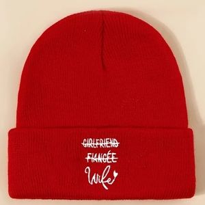 RED BEANIE -  GIRLFRIEND FIANCEE WIFE
